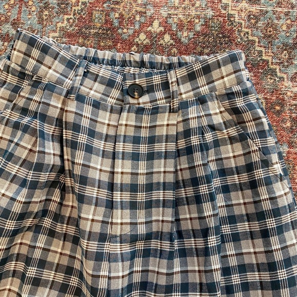 Blue Plaid Wide Legged Pants - Picture 5 of 5